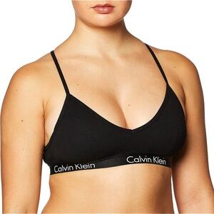 Calvin Klein Motive Cotton Lightly Lined Racerback Bralette Black - Size M